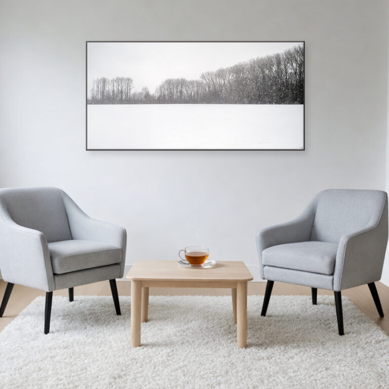 Lees meer over het artikel Een minimalistische sneeuwstructuur in het bos.